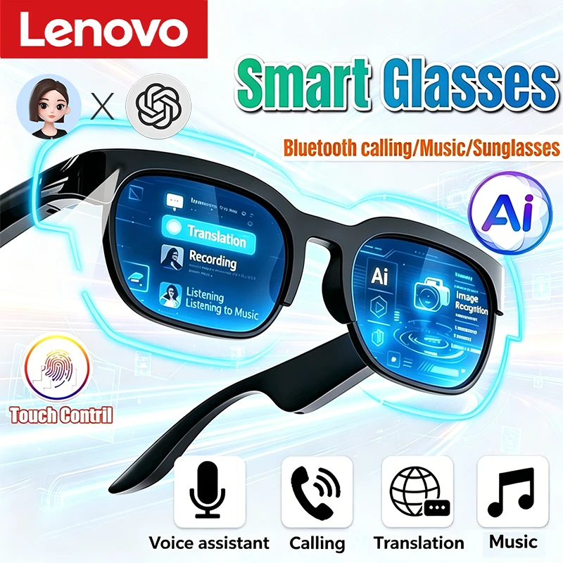Lenovo AI Smart Glasses Bluetooth Calling Music Player Translation Voice Assistant Smart Sunglasses For Men Women 2026 New
Lenovo AI Smart Glasses Bluetooth Calling Music Player Translation Voice Assistant Smart Sunglasses For Men Women 2026 New