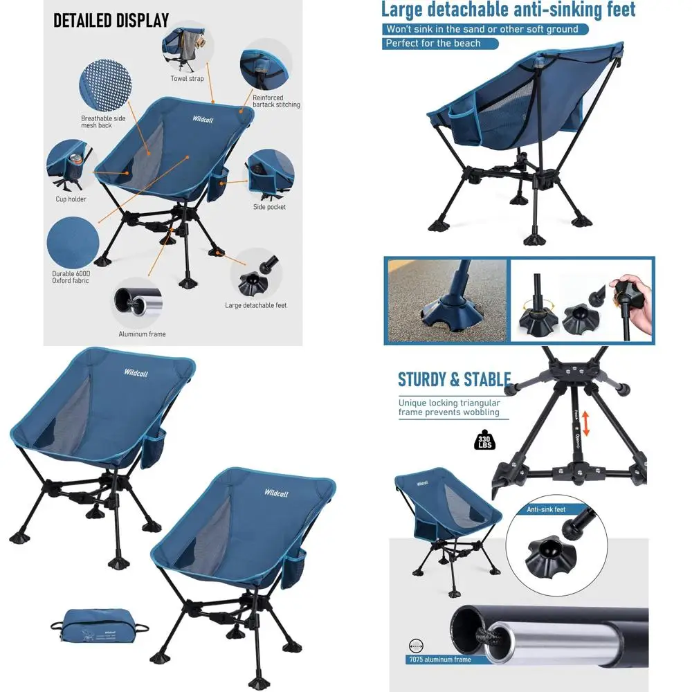 Lightweight Folding Camping Chair Compact Beach Chair with Anti-Sinking Large Feet
Lightweight Folding Camping Chair Compact Beach Chair with Anti-Sinking Large Feet