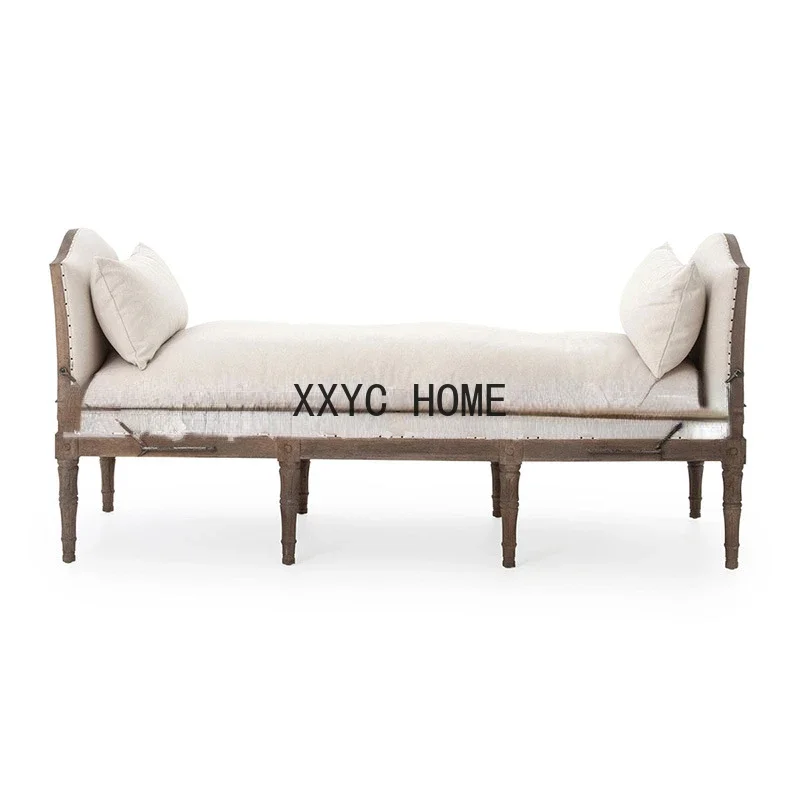 American Country Solid Wood Chaise Longue Distressed Oak Fabric Soft Bag Leisure Couch
American Country Solid Wood Chaise Longue Distressed Oak Fabric Soft Bag Leisure Couch
