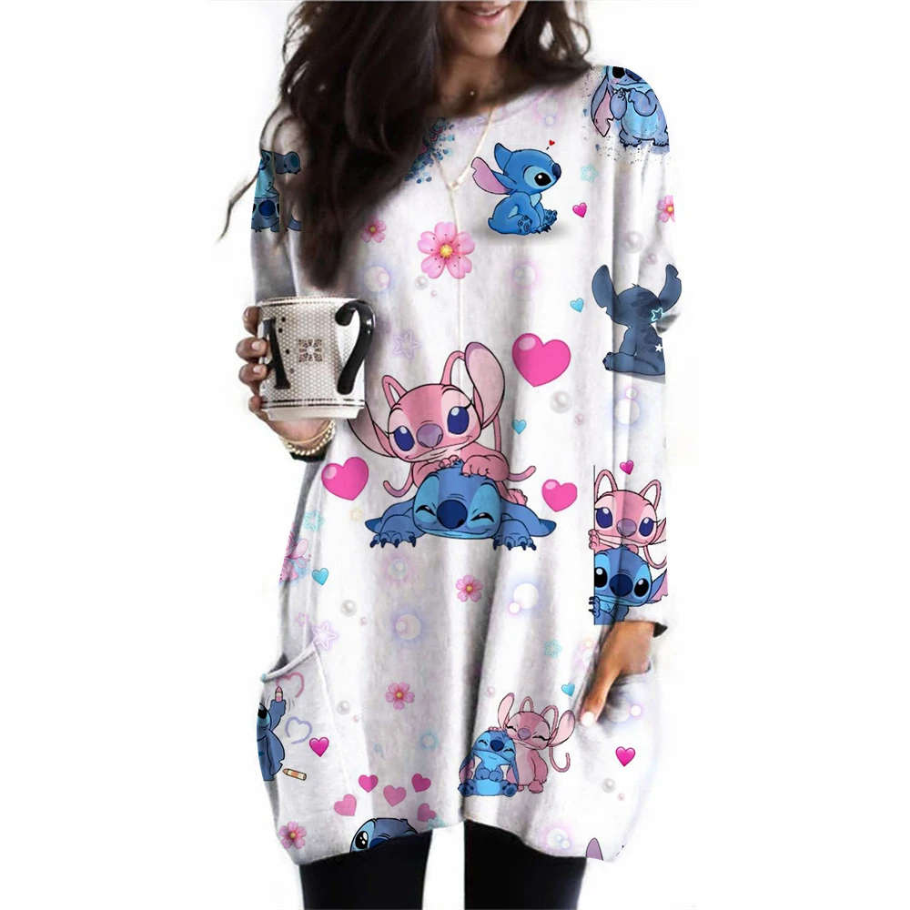 Autumn Winter Oversized Round Neck LooseDisney's Lilo & Stitch Casual Pocket T-shirt Ladies Long Sleeve All-match Pullover
Autumn Winter Oversized Round Neck LooseDisney's Lilo & Stitch Casual Pocket T-shirt Ladies Long Sleeve All-match Pullover