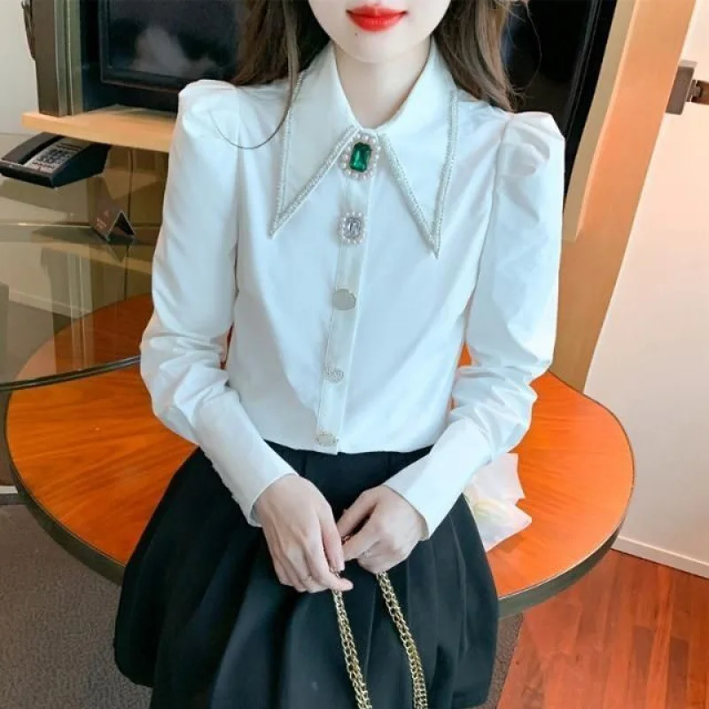 New Autumn Luxury Beaded Diamond Blouse Shirt For Women's Long Sleeve Versatile White Elegant Top
New Autumn Luxury Beaded Diamond Blouse Shirt For Women's Long Sleeve Versatile White Elegant Top
