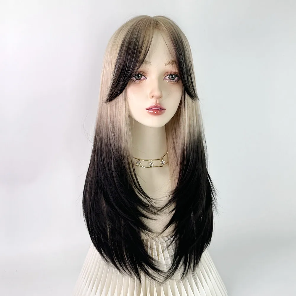 Wig black and gold gradual change Paris painting dye Yabi medium eight-character bangs European and American long straight hair
Wig black and gold gradual change Paris painting dye Yabi medium eight-character bangs European and American long straight hair