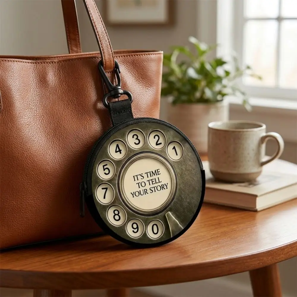 Vintage Rotary Phone Coin Purse Old Rotary Dial Print Waterproof Round Storage Bag Faux Leather with Carabiner Clip
Vintage Rotary Phone Coin Purse Old Rotary Dial Print Waterproof Round Storage Bag Faux Leather with Carabiner Clip
