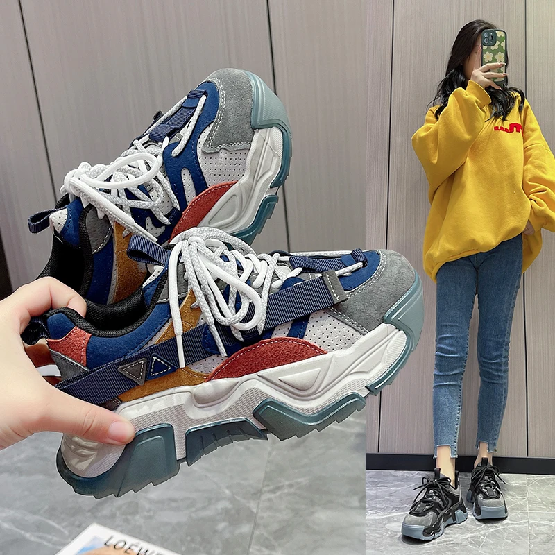New Women's Fashion Thick Sole Sports Shoes Leisure Breathability and Heightening Dad Shoes 
New Women's Fashion Thick Sole Sports Shoes Leisure Breathability and Heightening Dad Shoes