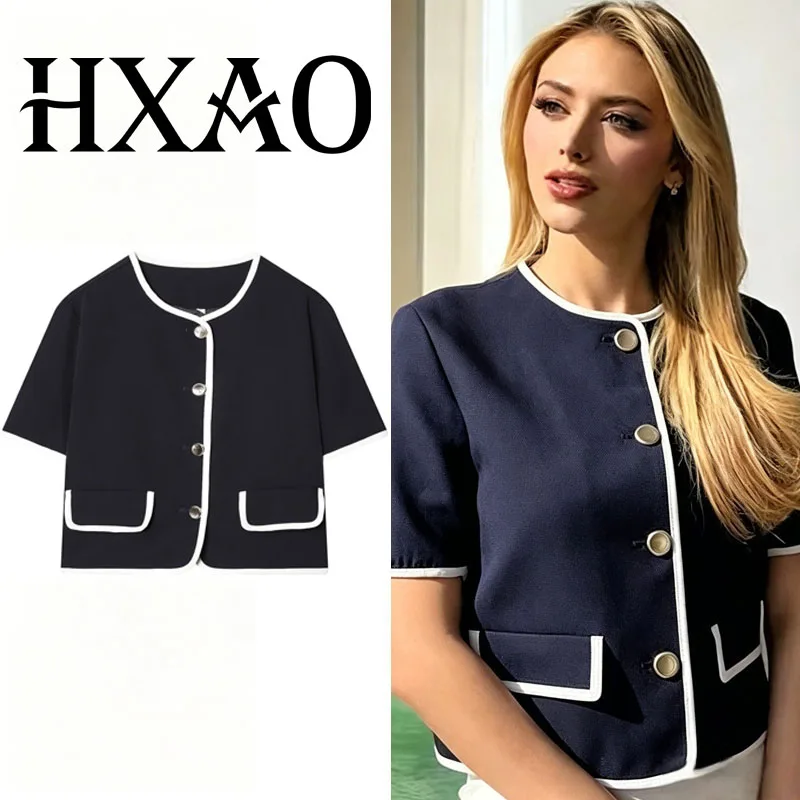 HXAO Women's Cropped Jacket Short-sleeved Button Blazer Summer Elegant Fitted Suit Outerwear Office Casual Lady Short Jacket
HXAO Women's Cropped Jacket Short-sleeved Button Blazer Summer Elegant Fitted Suit Outerwear Office Casual Lady Short Jacket