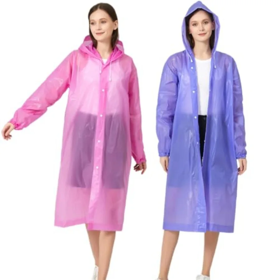 Eva Rain Ponchos for Adults, 2 Pack Reusable Raincoat for Women and Men, Lightweight Rainwear Rain Jackets with Hood
Eva Rain Ponchos for Adults, 2 Pack Reusable Raincoat for Women and Men, Lightweight Rainwear Rain Jackets with Hood