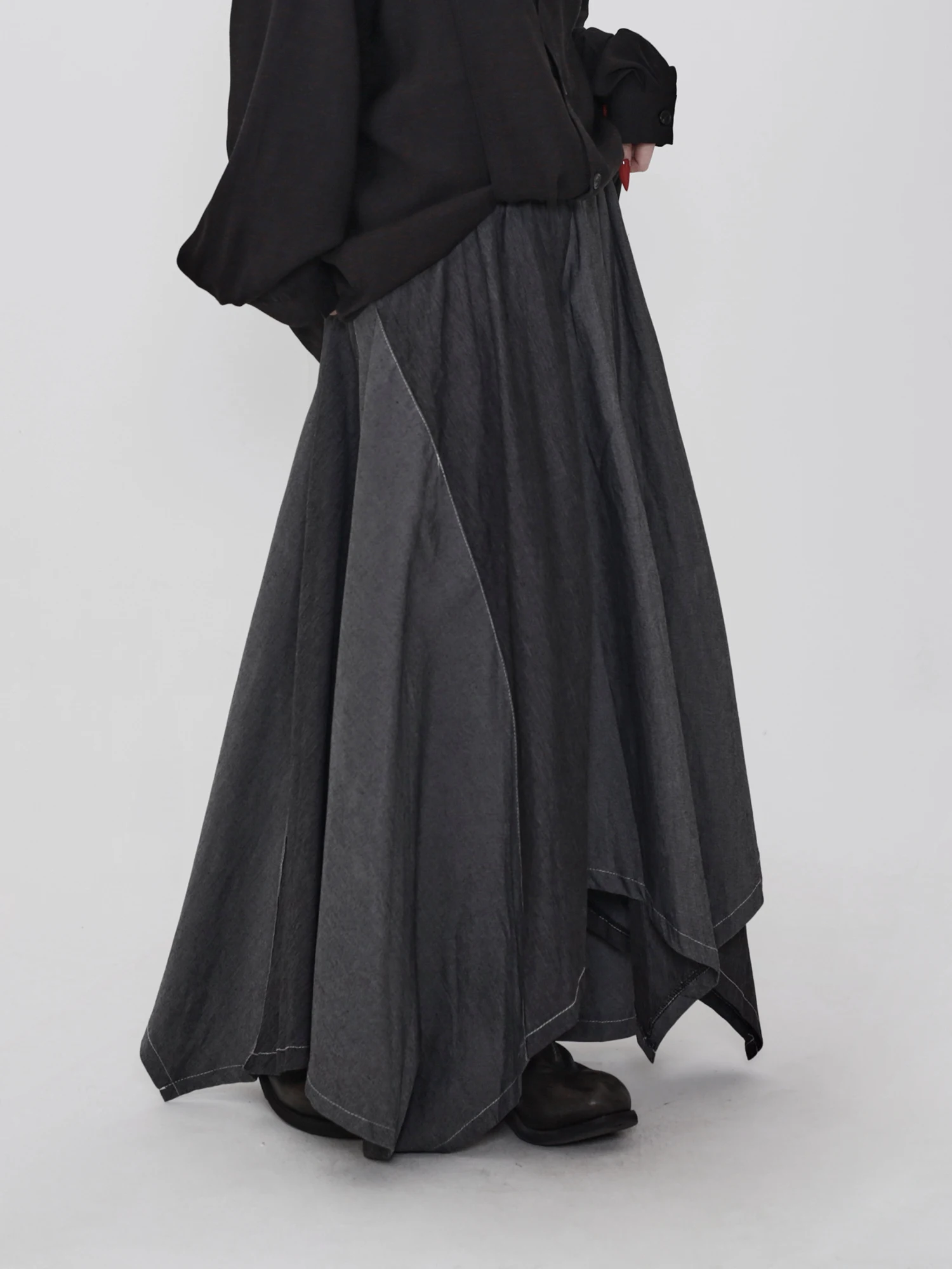 Gentle Grey Tone Asymmetrical Half-length Skirt Spring Autumn Stitching Contrast Dark Simple Style Draping Long Skirt
Gentle Grey Tone Asymmetrical Half-length Skirt Spring Autumn Stitching Contrast Dark Simple Style Draping Long Skirt