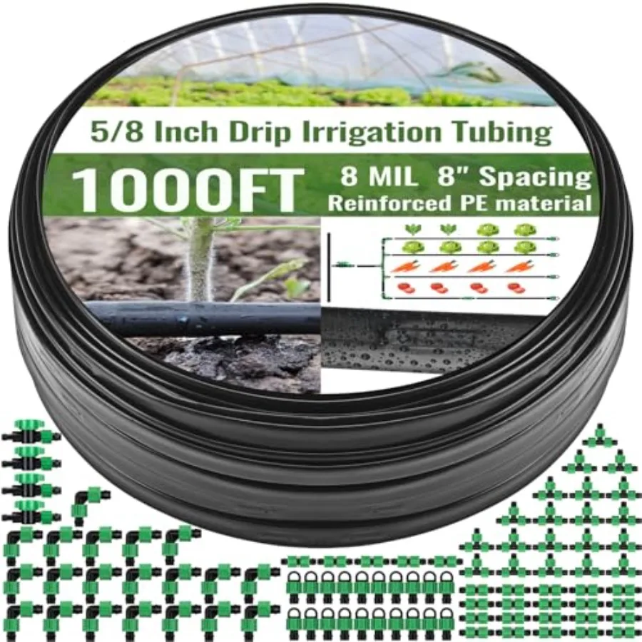 1000 ft 5/8 Inch Drip Tape Irrigation Kit 8 Mil 8 Spacing Garden Watering Tubing System for Landscape Yard Lawn Farm Automatic
1000 ft 5/8 Inch Drip Tape Irrigation Kit 8 Mil 8 Spacing Garden Watering Tubing System for Landscape Yard Lawn Farm Automatic