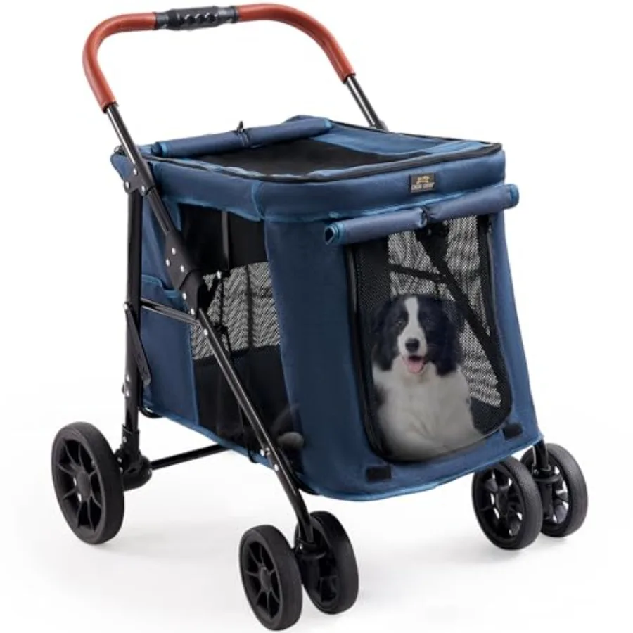 Heavy Duty Dog Stroller for Large/Medium Dogs, Navy Blue, All-Terrain Wheels, Foldable Design with Storage Pocket Cup Holder, 5
Heavy Duty Dog Stroller for Large/Medium Dogs, Navy Blue, All-Terrain Wheels, Foldable Design with Storage Pocket Cup Holder, 5