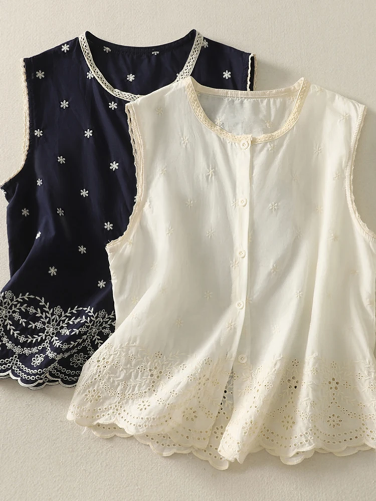 Retro Ethnic Embroidered Linen Sleeveless Shirt Vest Large Size Women's Single Button round Neck Casual Loose Open Cardigan
Retro Ethnic Embroidered Linen Sleeveless Shirt Vest Large Size Women's Single Button round Neck Casual Loose Open Cardigan
