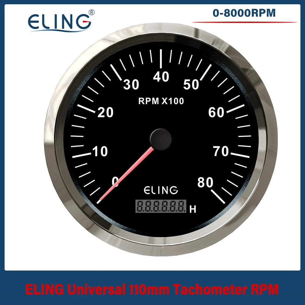ELING 110mm Tachometer 0-8000RPM with Hour Meter with Red Yellow Backlight 12V 24V for Motorcycle Boat Car
ELING 110mm Tachometer 0-8000RPM with Hour Meter with Red Yellow Backlight 12V 24V for Motorcycle Boat Car