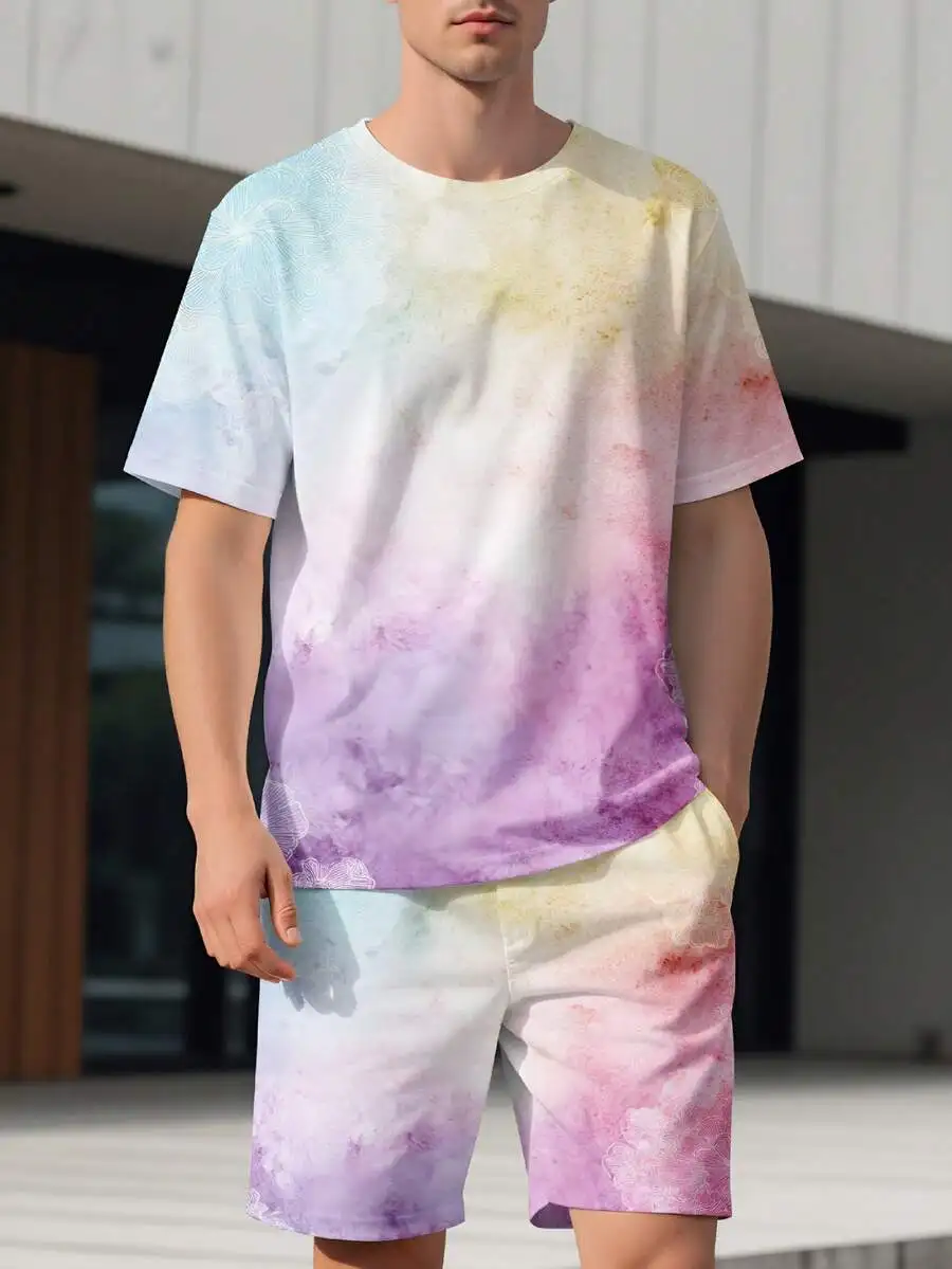 Mens Watercolor Print Short Sleeve T-Shirt And Shorts Set Casual Summer Outfit
Mens Watercolor Print Short Sleeve T-Shirt And Shorts Set Casual Summer Outfit