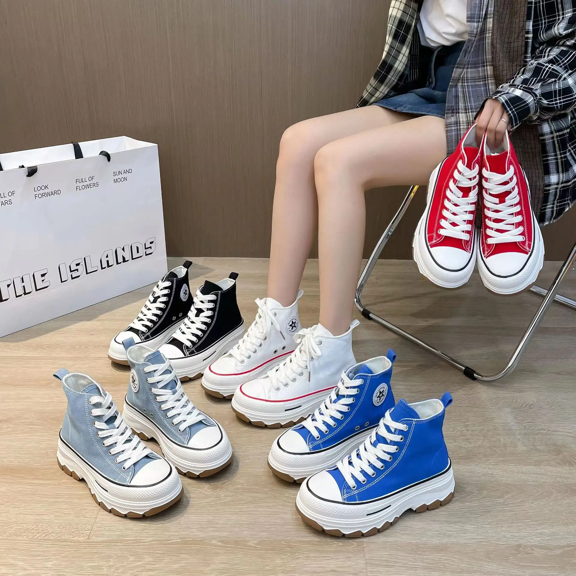 Girls Canvas Shoes Highrise Thick Soled Students Shoes Lady All-matching Ins Shoe
Girls Canvas Shoes Highrise Thick Soled Students Shoes Lady All-matching Ins Shoe