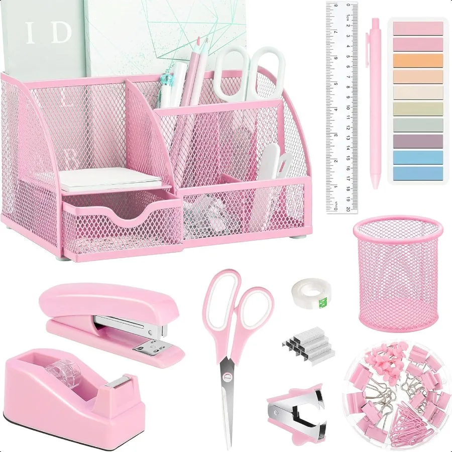 Pink Office Desk Accessories Supplies 12pcs Desk Organizers and Accessories with Tape dispenser and Stapler Staples Staple Remo
Pink Office Desk Accessories Supplies 12pcs Desk Organizers and Accessories with Tape dispenser and Stapler Staples Staple Remo