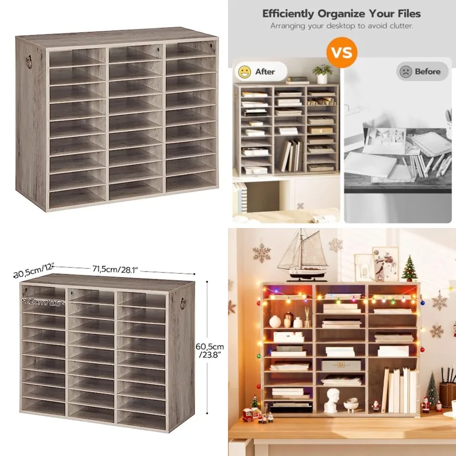 Literature Organizer, 27 Compartments Wooden Mail Organizer, Countertop Literature Sorter with Adjustable Shelves for Home, Off
Literature Organizer, 27 Compartments Wooden Mail Organizer, Countertop Literature Sorter with Adjustable Shelves for Home, Off
