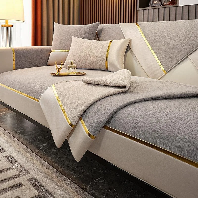 European Style Non-slip Sofa Cover Gold Edging Cover Towel Leather Sofa Cushion Modern Simple L-shaped Home Protection Cover
European Style Non-slip Sofa Cover Gold Edging Cover Towel Leather Sofa Cushion Modern Simple L-shaped Home Protection Cover
