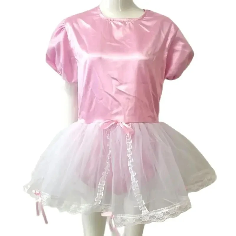 French Sexy Adult Custom Fetish Cross Dressing Sissy Smooth Pink Satin Patchwork White Sheer Bow Decoration Dress
French Sexy Adult Custom Fetish Cross Dressing Sissy Smooth Pink Satin Patchwork White Sheer Bow Decoration Dress