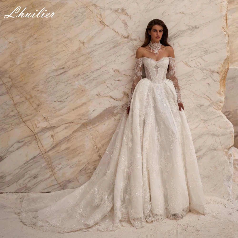 Lhuilier Customized A Line Lace Wedding Dresses Floor Length Illusion Full Sleeves Bridal Gowns with
Lhuilier Customized A Line Lace Wedding Dresses Floor Length Illusion Full Sleeves Bridal Gowns with