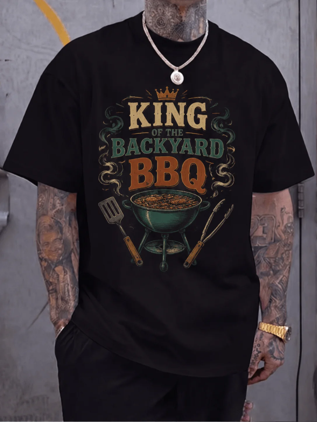 Men Graphic Tee Short Sleeve Classic Fit Vintage Backyard Bbq Print with Grill Illustration Streetwear Outdoor Casual Dad Tee
Men Graphic Tee Short Sleeve Classic Fit Vintage Backyard Bbq Print with Grill Illustration Streetwear Outdoor Casual Dad Tee
