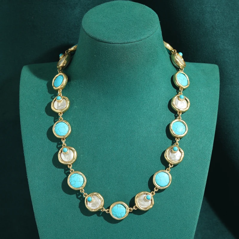 Vintage Baroque Pearl Choker Turquoise Necklaces Charm Jewelry Antique Gold Plated Women 2026 Luxury Classic Elegance Accessoies
Vintage Baroque Pearl Choker Turquoise Necklaces Charm Jewelry Antique Gold Plated Women 2026 Luxury Classic Elegance Accessoies