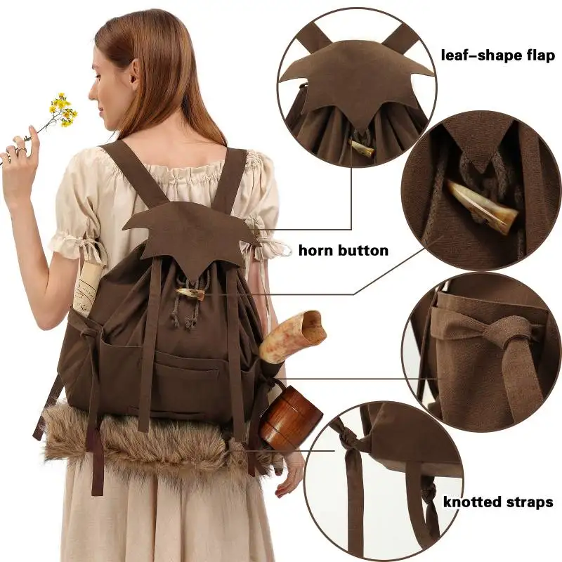 WENAM Ren Faire Drawstring Backpack Leaf Flap Retro Backpack with Strap for Renaissance Festival Vintage Camping Renaissance Bag
WENAM Ren Faire Drawstring Backpack Leaf Flap Retro Backpack with Strap for Renaissance Festival Vintage Camping Renaissance Bag