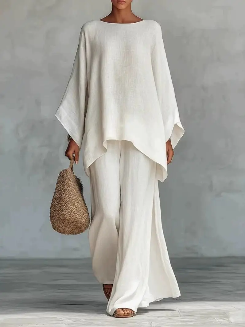 Loose Fit Cotton Linen Wide Leg Pants Casual Style Women's Two Piece Set Comfortable Breathable Fashion Leisure Suit
Loose Fit Cotton Linen Wide Leg Pants Casual Style Women's Two Piece Set Comfortable Breathable Fashion Leisure Suit