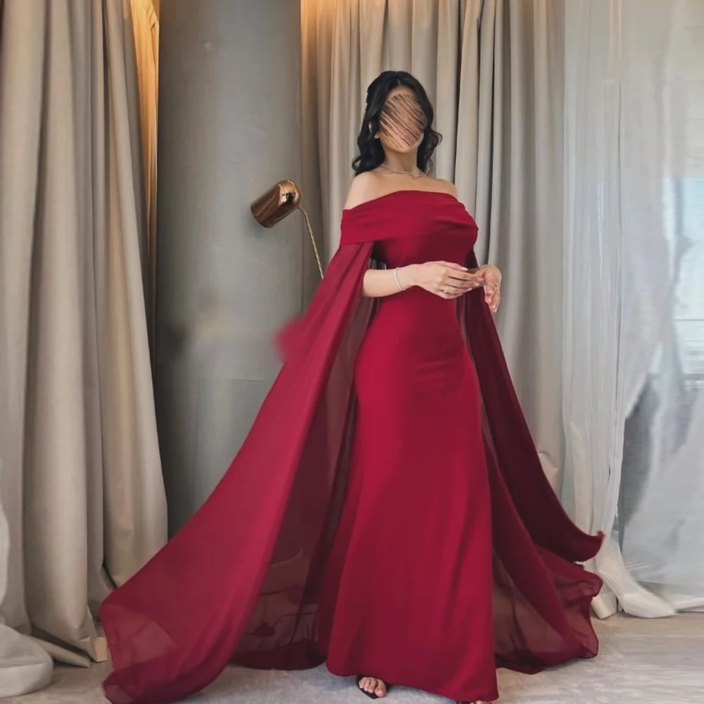 Popular Boat Collar Chiffon Pleated Saudi Bridal Gown Sheath Backless Long Arab Evening Party Gown with Cape Vestidos De Novia
Popular Boat Collar Chiffon Pleated Saudi Bridal Gown Sheath Backless Long Arab Evening Party Gown with Cape Vestidos De Novia