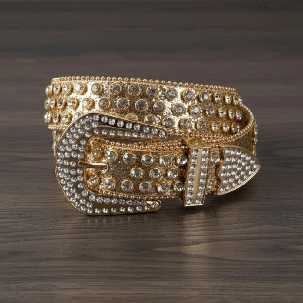 Fully-Loaded Full Rhinestone Belt Beaded-Edge Solid Color Bling Crystal Waistband Eye Catching Faux Leather Glitzy Western Belt
Fully-Loaded Full Rhinestone Belt Beaded-Edge Solid Color Bling Crystal Waistband Eye Catching Faux Leather Glitzy Western Belt