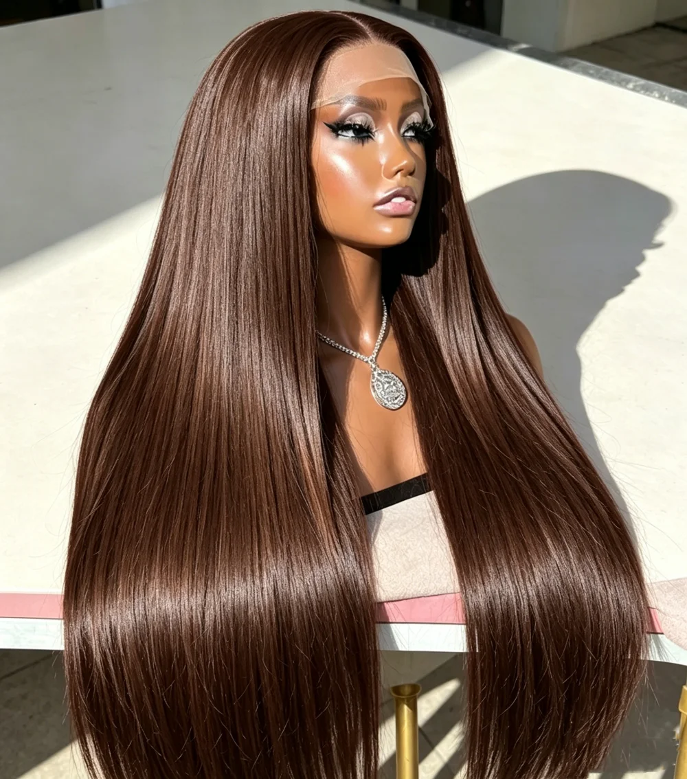 13x4 HD Lace Front Chocolate Brown Straight 13x6 Lace Frontal Wigs Human Hair Colored Deep Wave Human Hair Wigs For Women 220 Density Preplucked
13x4 HD Lace Front Chocolate Brown Straight 13x6 Lace Frontal Wigs Human Hair Colored Deep Wave Human Hair Wigs For Women 220 Density Preplucked