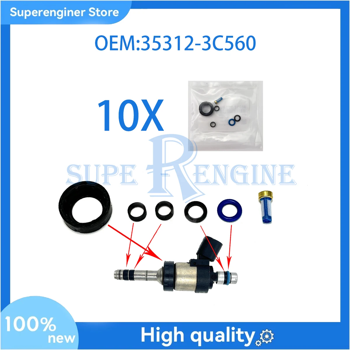 10X 35312-3C560 35312 3C700/ 3C710 Fuel Injector Seal Kit for for Hyundai Azera Santa Fe Genesis Kia K900 Sorento 353123C560
10X 35312-3C560 35312 3C700/ 3C710 Fuel Injector Seal Kit for for Hyundai Azera Santa Fe Genesis Kia K900 Sorento 353123C560