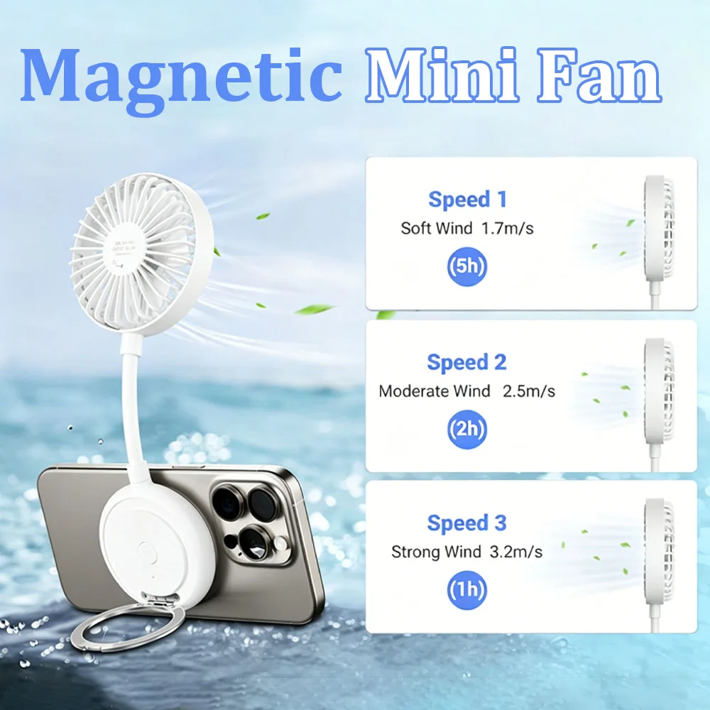 Magnetic Cell Phone Fan,3 Speeds Mini Personal Fan with Flexible Angle Design & Phone Ring,USB Desk Fan for Summer Outdoor Phone
Magnetic Cell Phone Fan,3 Speeds Mini Personal Fan with Flexible Angle Design & Phone Ring,USB Desk Fan for Summer Outdoor Phone