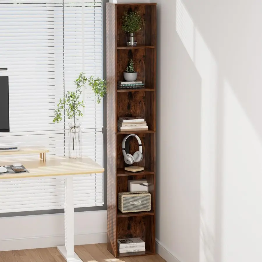 Tall Narrow Bookshelf 6Tier Bookcase,70.5 Skinny Thin Corner Shelf Slim Storage Cabinet,Wood DVD CD Media Cube Organizer Tower
Tall Narrow Bookshelf 6Tier Bookcase,70.5 Skinny Thin Corner Shelf Slim Storage Cabinet,Wood DVD CD Media Cube Organizer Tower