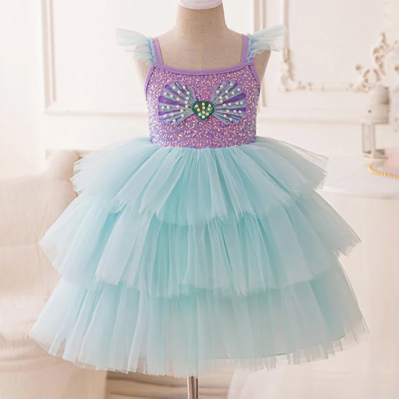 Summer New Girl's Shell Pearl Sequin Sling with Flying Sleeves and Mesh Mermaid Sweet and Cute Birthday Party Princess Dress
Summer New Girl's Shell Pearl Sequin Sling with Flying Sleeves and Mesh Mermaid Sweet and Cute Birthday Party Princess Dress