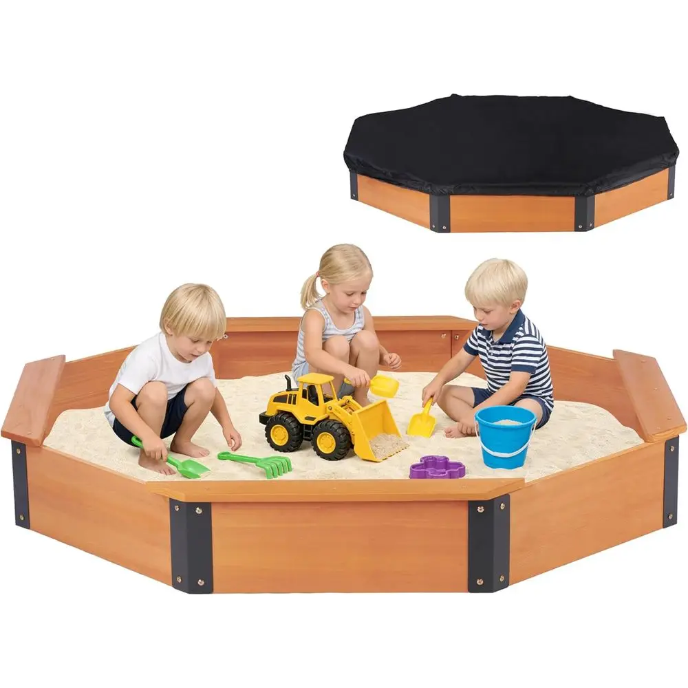 Octagonal Large Wooden Sandbox with Cover and 4 Benches for Kids Outdoor Play, Easy Assembly, US Patented
Octagonal Large Wooden Sandbox with Cover and 4 Benches for Kids Outdoor Play, Easy Assembly, US Patented