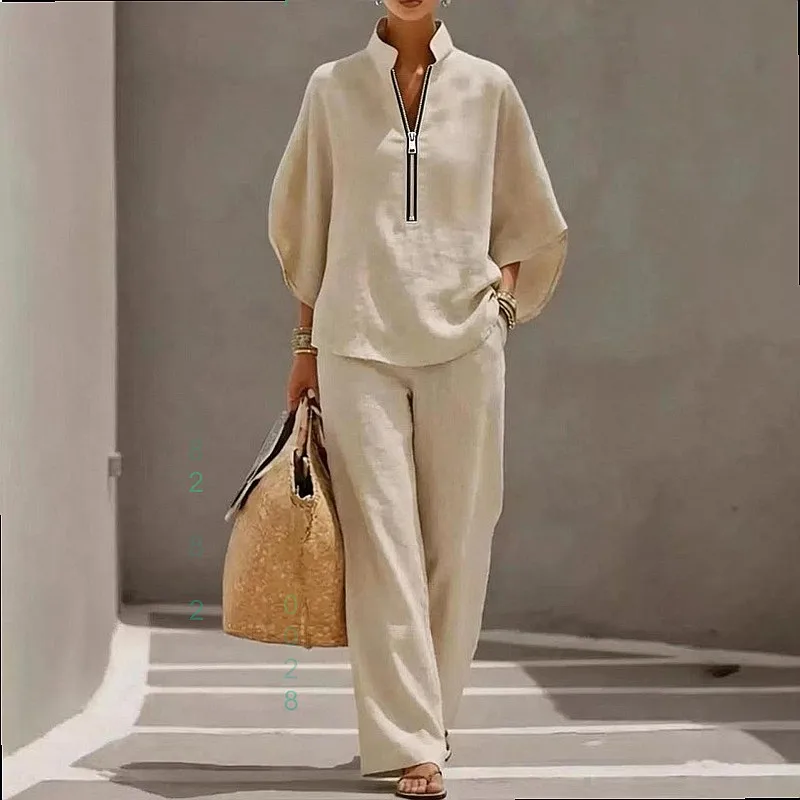 Fashion Matching Set Blouse Top Pants Casual Suits Spring Summer Two Piece Outfit
Fashion Matching Set Blouse Top Pants Casual Suits Spring Summer Two Piece Outfit