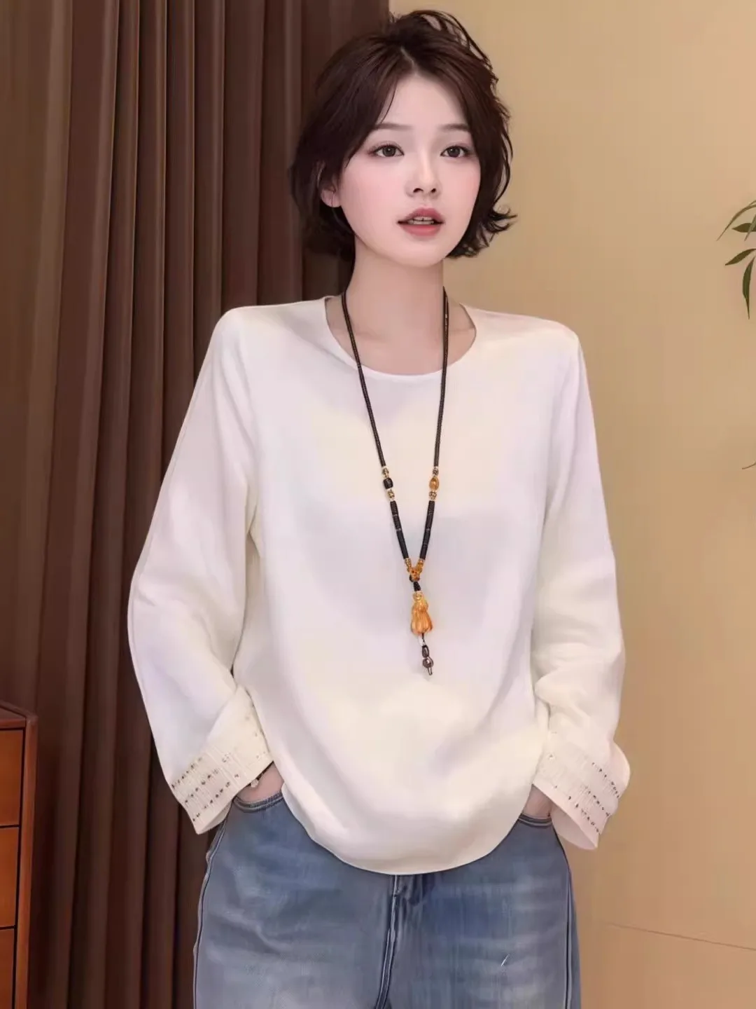 plus Size Women's Traditional Chinese Style Long Sleeve Shirt Spring New Arrival Loose Base Layer Top Fat MM Comfortable Shirt
plus Size Women's Traditional Chinese Style Long Sleeve Shirt Spring New Arrival Loose Base Layer Top Fat MM Comfortable Shirt