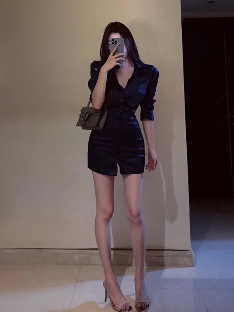 STAZF7 Retro Satin Shirt Dress Women's plus Size Spring Summer Sexy Lady Vintage Short Skirt Korean Style Commute Wind
STAZF7 Retro Satin Shirt Dress Women's plus Size Spring Summer Sexy Lady Vintage Short Skirt Korean Style Commute Wind