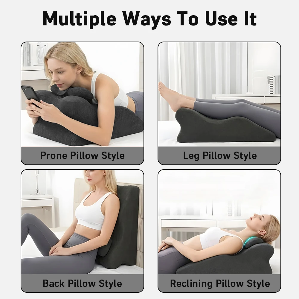 Ergonomic Memory Foam Bed Wedge Pillow for Acid Reflux or Sleeping with New Prone Position Ergonomic Pillow for Reading, Couple's Lying Pillow,Multi-Position Support Pillow with Removable Washable Cover
Ergonomic Memory Foam Bed Wedge Pillow for Acid Reflux or Sleeping with New Prone Position Ergonomic Pillow for Reading, Couple's Lying Pillow,Multi-Position Support Pillow with Removable Washable Cover