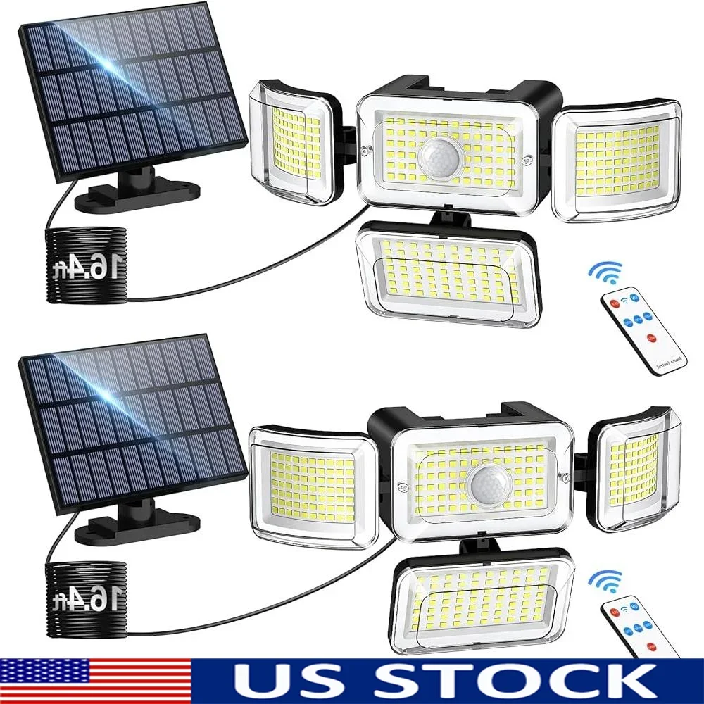 Solar Outdoor Motion Sensor Light 3500LM 288 LED Security Lights Remote Control IP67 Waterproof 4 Adjustable Heads Flood Light
Solar Outdoor Motion Sensor Light 3500LM 288 LED Security Lights Remote Control IP67 Waterproof 4 Adjustable Heads Flood Light