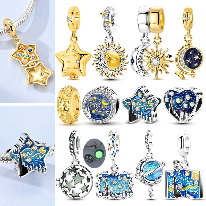 Charms 925 Sterling Silver Sun Stars Moon Starry Sky Universe Bead Pendant Fit Original Bracelet Charm Women Jewelry Gift Making
Charms 925 Sterling Silver Sun Stars Moon Starry Sky Universe Bead Pendant Fit Original Bracelet Charm Women Jewelry Gift Making