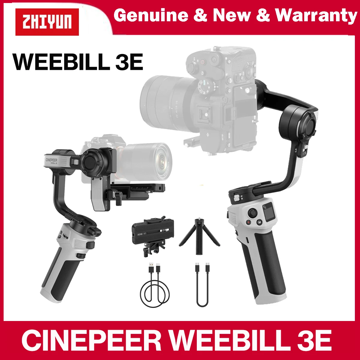 ZHIYUN CINEPEER WEEBILL 3E 3-Axis Handheld Camera Gimbal Stabilizer for DSLR Mirrorless Cameras for Canon/Nikon/Sony/Lumix
ZHIYUN CINEPEER WEEBILL 3E 3-Axis Handheld Camera Gimbal Stabilizer for DSLR Mirrorless Cameras for Canon/Nikon/Sony/Lumix