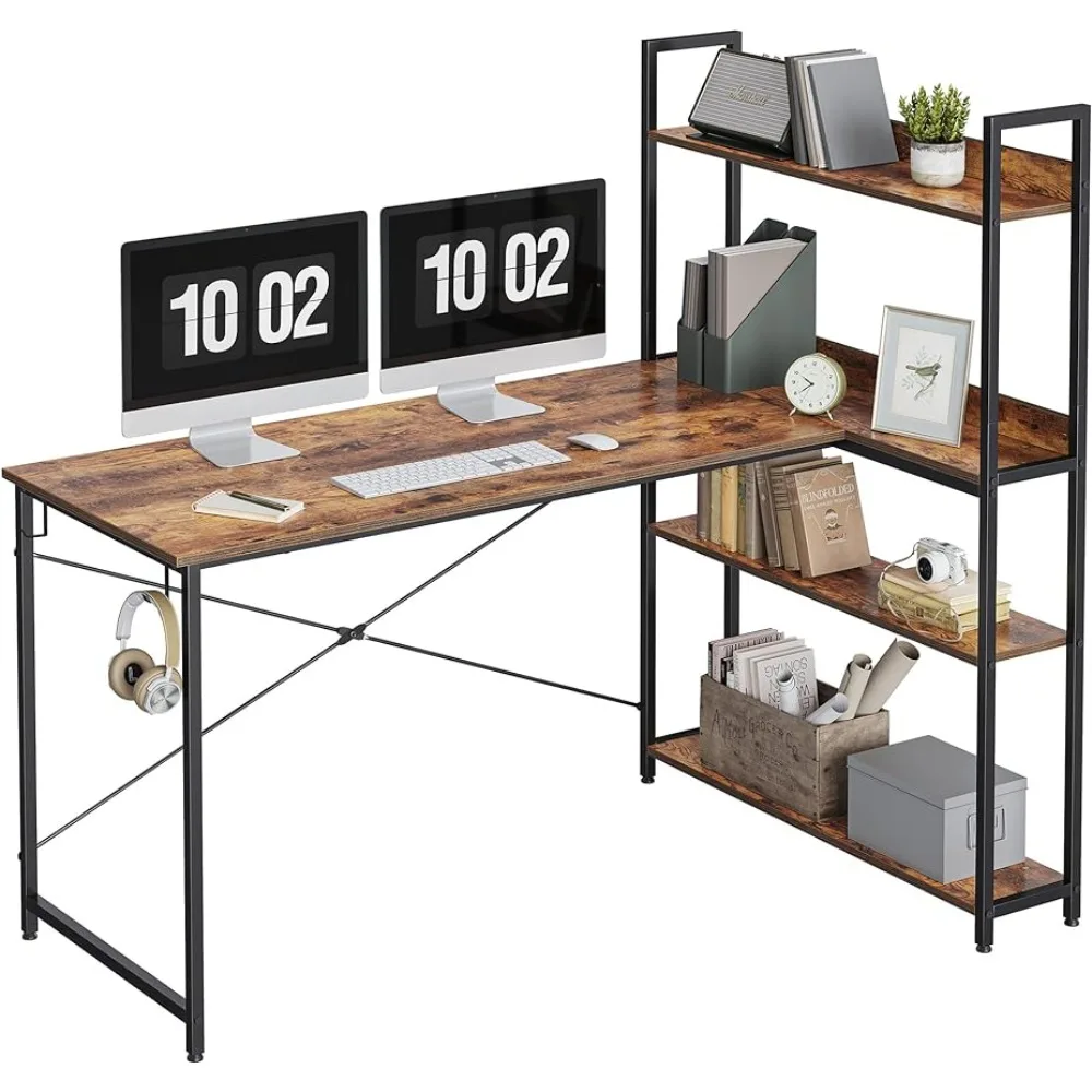 55 Inch Small L Shaped Computer Desk Corner Desk With Storage Shelves Brown Office Furniture
55 Inch Small L Shaped Computer Desk Corner Desk With Storage Shelves Brown Office Furniture
