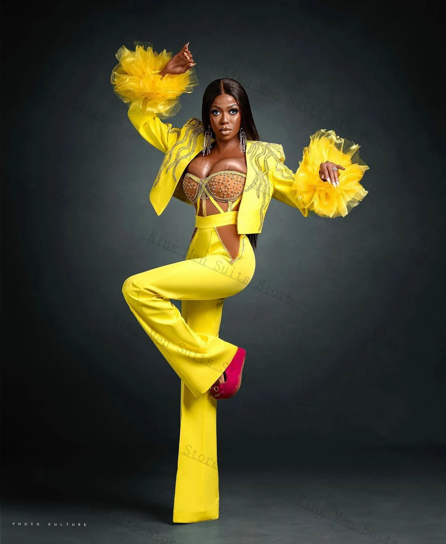 Formal Yellow Women Suit Pants Set 2 Pieces Blazer+Trousers Crystals Customized Office Lady Jacket Wedding Tuxedos Party Coat
Formal Yellow Women Suit Pants Set 2 Pieces Blazer+Trousers Crystals Customized Office Lady Jacket Wedding Tuxedos Party Coat