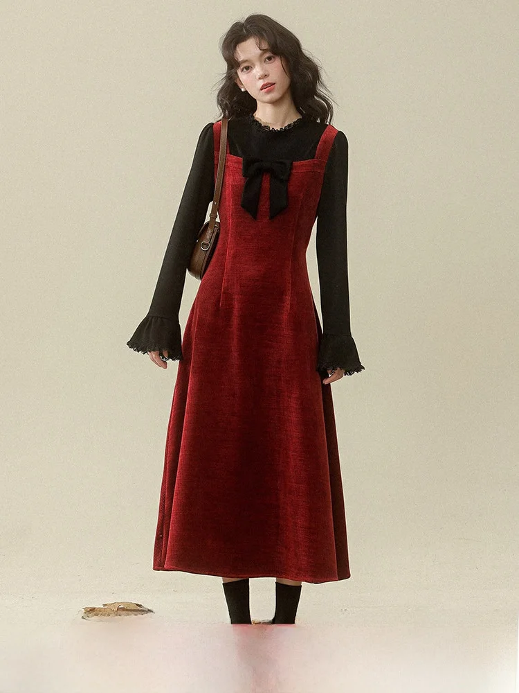 Red Velvet Winter Long Dr Vintage High Waist Polyester Fiber Faux Two-Piece Design New Year's Par Skirt A-Line Silhouette
Red Velvet Winter Long Dr Vintage High Waist Polyester Fiber Faux Two-Piece Design New Year's Par Skirt A-Line Silhouette