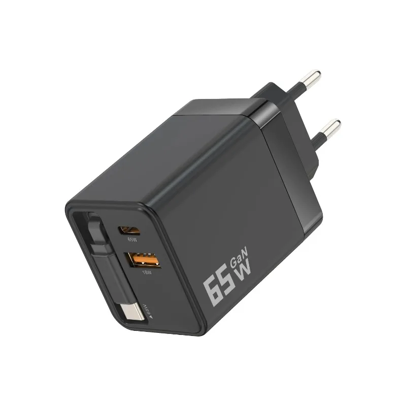 65W GaN Mobile Phone Adapter Built-in Retractable Cable PD Charger FastCharger Mobile Phone Laptop
65W GaN Mobile Phone Adapter Built-in Retractable Cable PD Charger FastCharger Mobile Phone Laptop