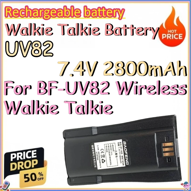 UV82 7.4V 2800mAh Walkie Talkie Battery for BF-UV82 Wireless Walkie Talkie Replace Rechargeable Lithium Battery
UV82 7.4V 2800mAh Walkie Talkie Battery for BF-UV82 Wireless Walkie Talkie Replace Rechargeable Lithium Battery