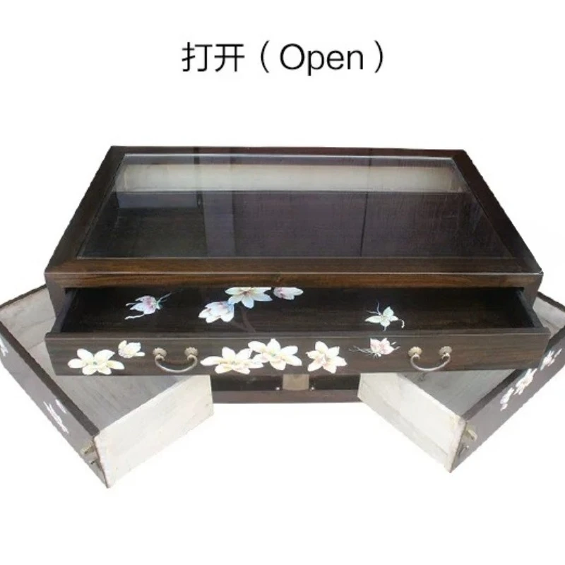 Chinese painted solid wood square tea edge table with drawers log tempered glass living room furniture
Chinese painted solid wood square tea edge table with drawers log tempered glass living room furniture