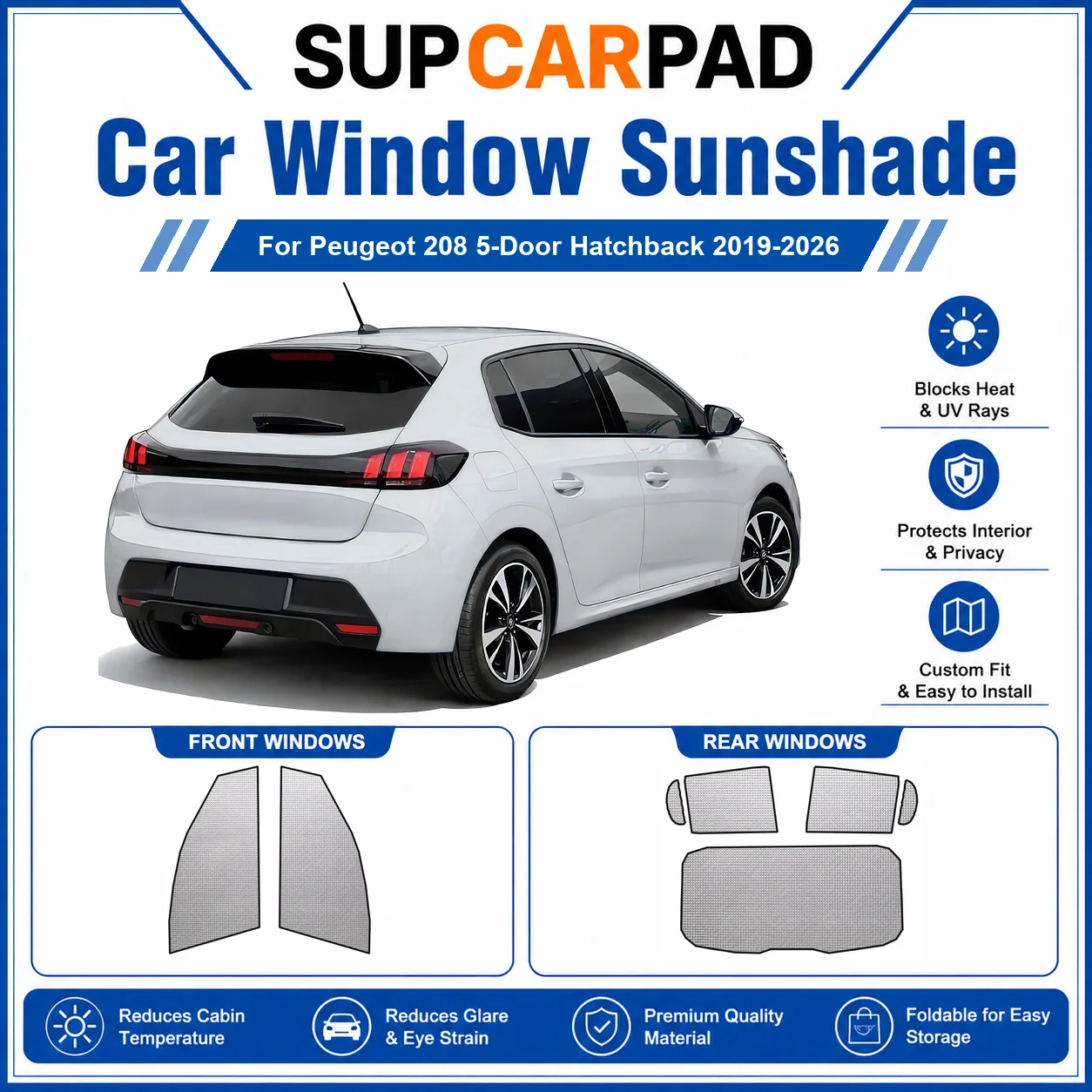 For Peugeot - Peugeot 208 5-Door Hatchback 2019-2026 Full Set Car Window Sunshades UV Block Privacy Heat Insulated Foldable Car
For Peugeot - Peugeot 208 5-Door Hatchback 2019-2026 Full Set Car Window Sunshades UV Block Privacy Heat Insulated Foldable Car