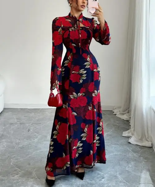 Autumn 2025 Elegant Style Rose Flower Print Long Sleeved Dress for Women, Fashionable Slim Fit, Hip Hugging, Fish Tail Dress
Autumn 2025 Elegant Style Rose Flower Print Long Sleeved Dress for Women, Fashionable Slim Fit, Hip Hugging, Fish Tail Dress