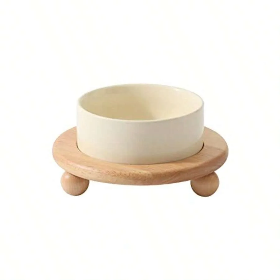 【New Arrival】Ceramic Cat Bowl with Wooden Stand, Elevated Food Water Bowl for Cats and Small Dogs, Non-Slip Base
【New Arrival】Ceramic Cat Bowl with Wooden Stand, Elevated Food Water Bowl for Cats and Small Dogs, Non-Slip Base